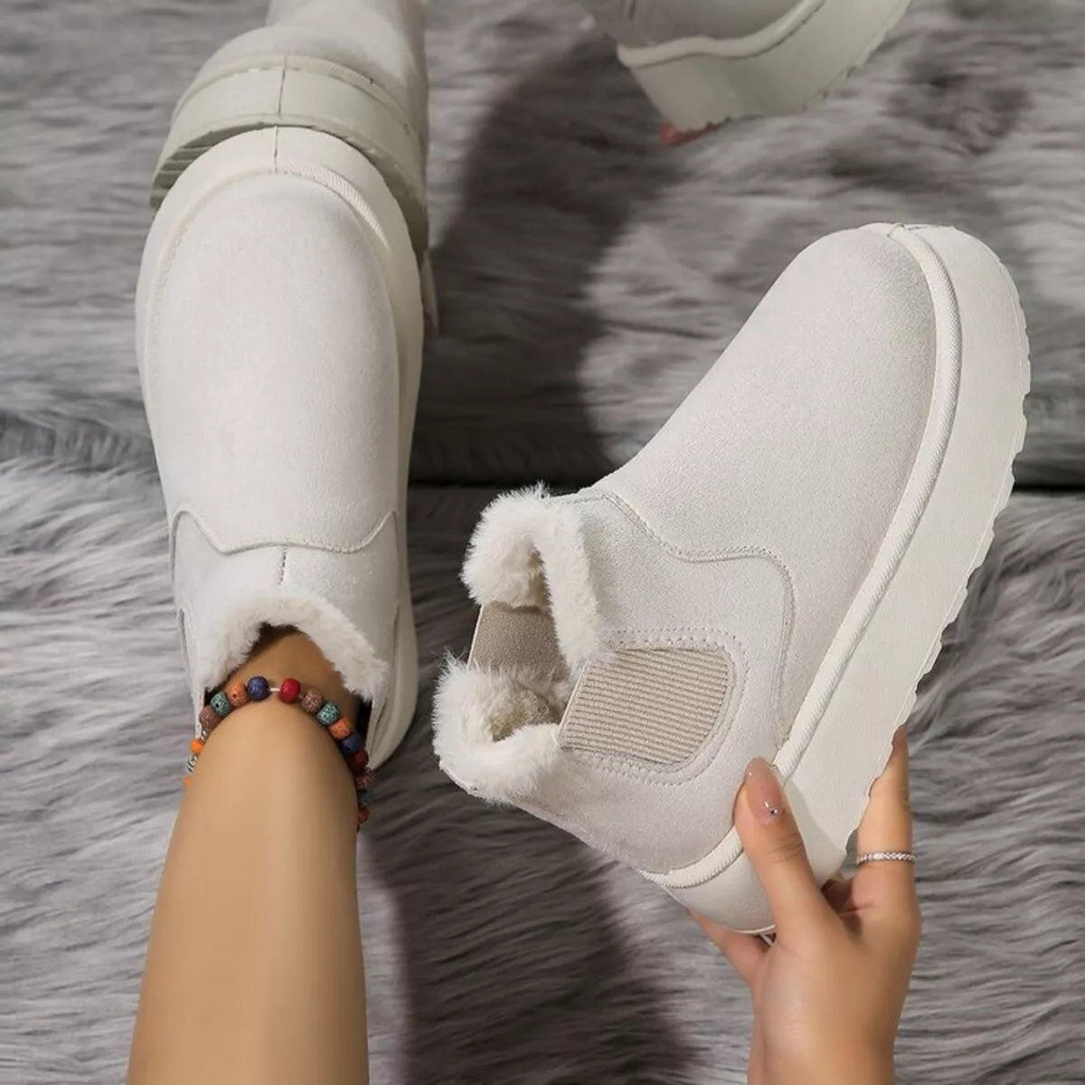 Round Toe Platform Ankle Boots
