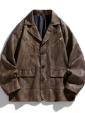Men's Plus Size Button Up Long Sleeve Jacket