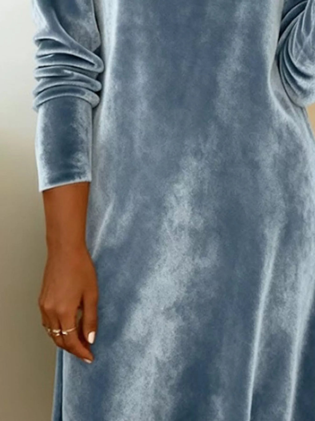 Velvet Cowl Neck Long Sleeve Mini Dress