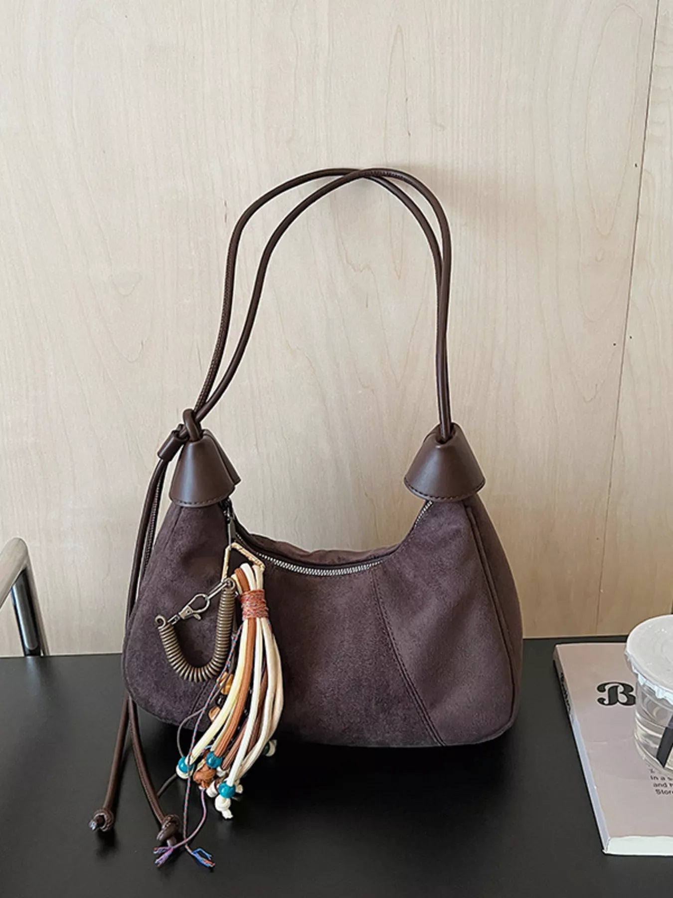 Vintage Suede Tassel Shoulder Bag