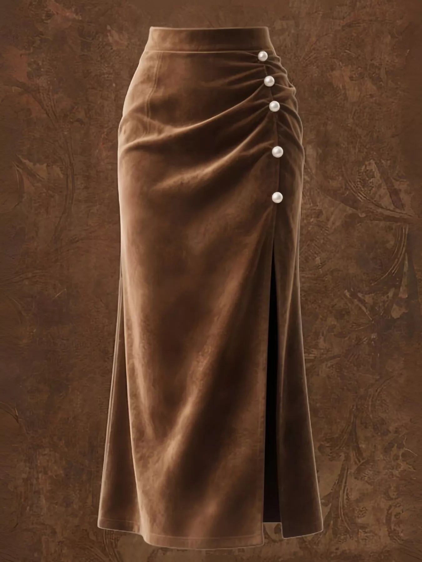 Pearl Slit Velvet Skirt