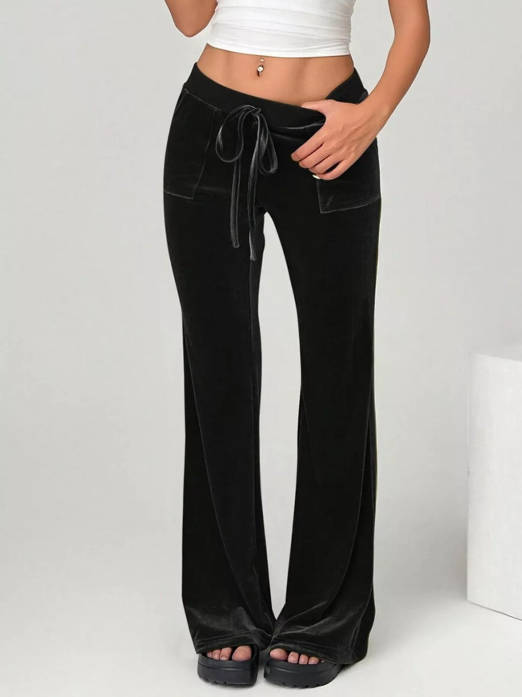 Velvet Flare Leg Pants