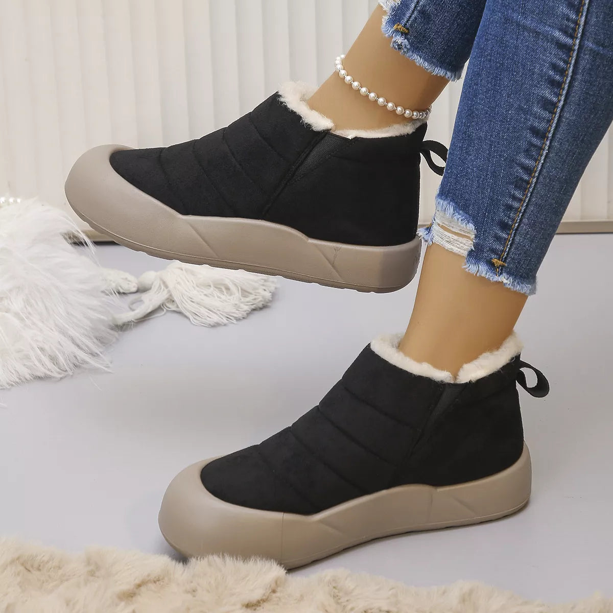 Warm Plush Lined Ankle Boots