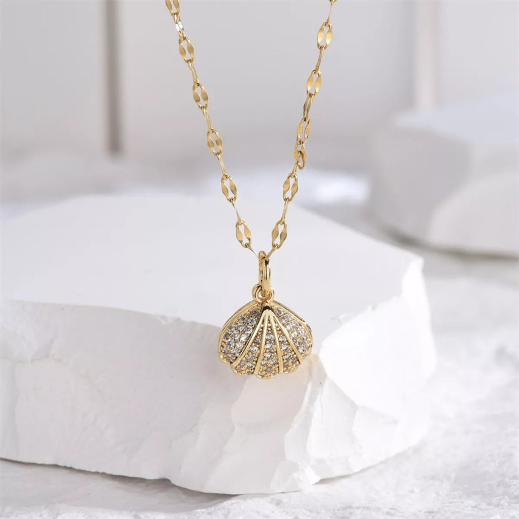 18K Gold-Plated Pearl Shell Necklace