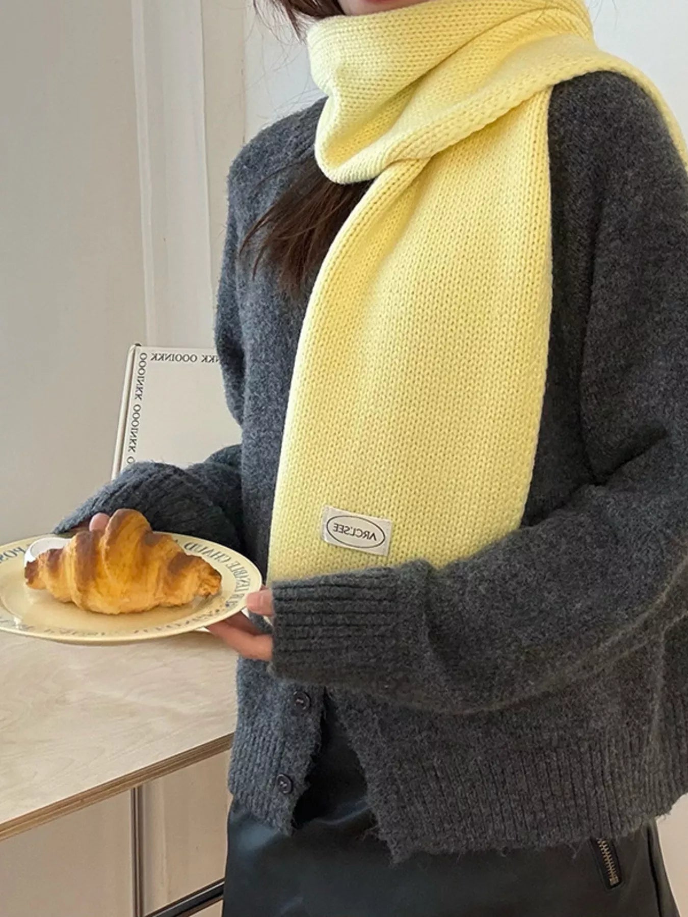 Solid Color Knitted Winter Scarf