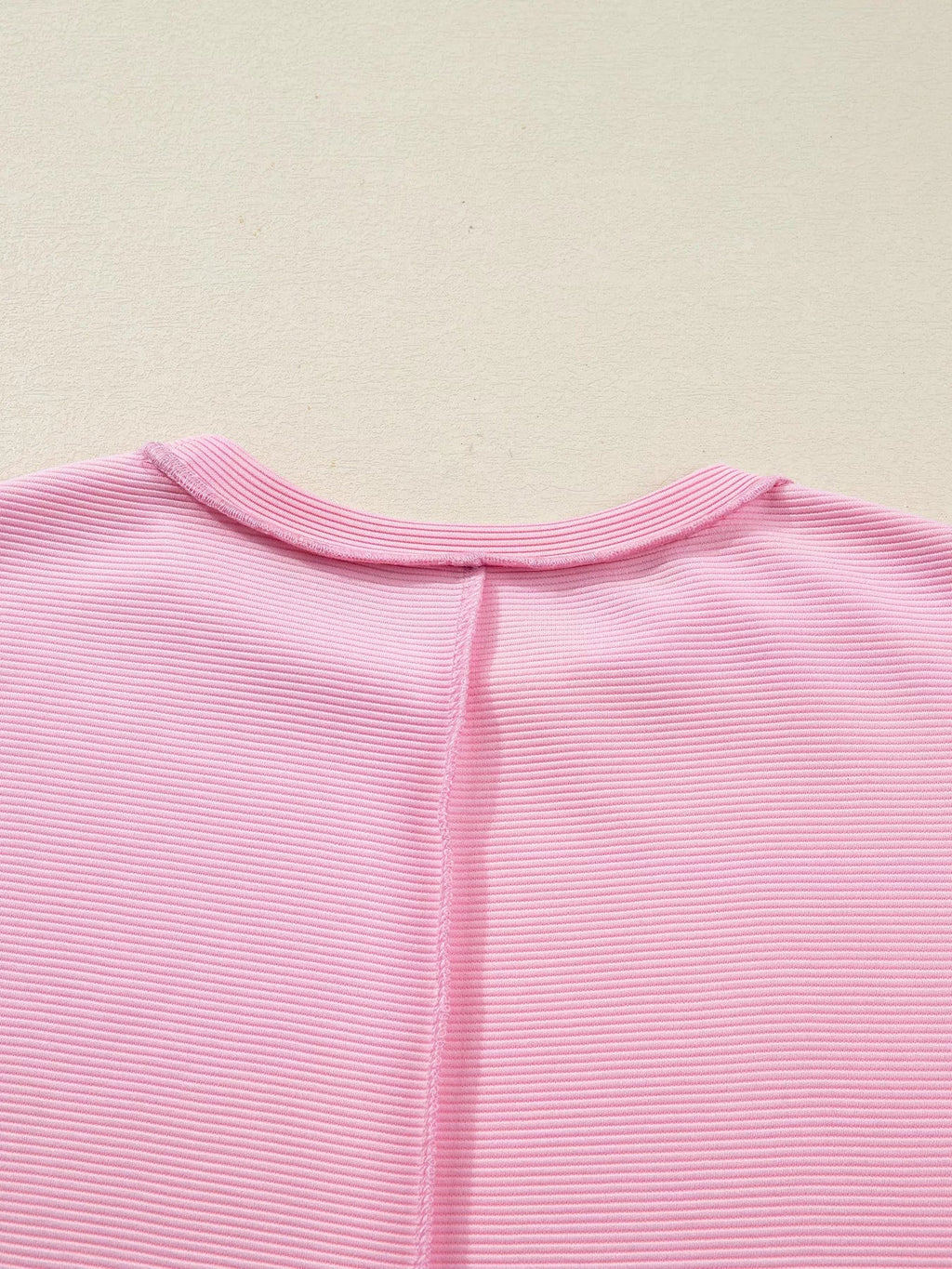 Horizontal Ribbed Exposed Seam Detail Drop Shoulder Baggy Pullover