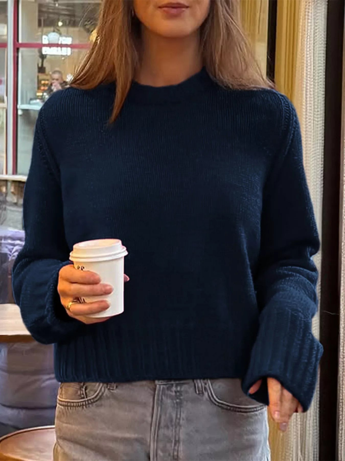 Ribbed Round Neck Sweater