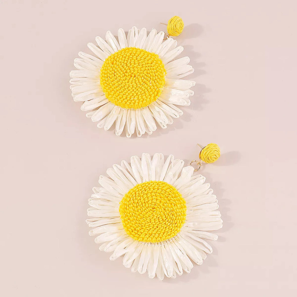 Sunflower Rattan Dangle Earrings