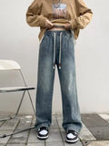 Men's Full Size Vintage Wash Wide Leg Jeans Plus Size