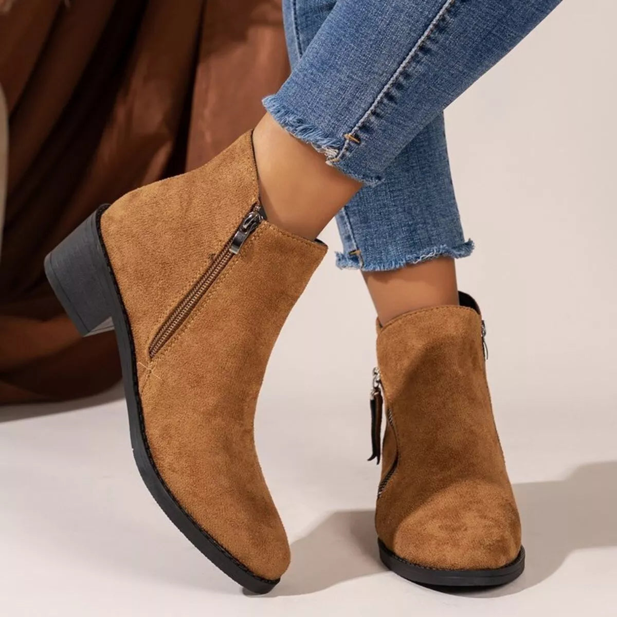 Point Toe Block Heels Boots