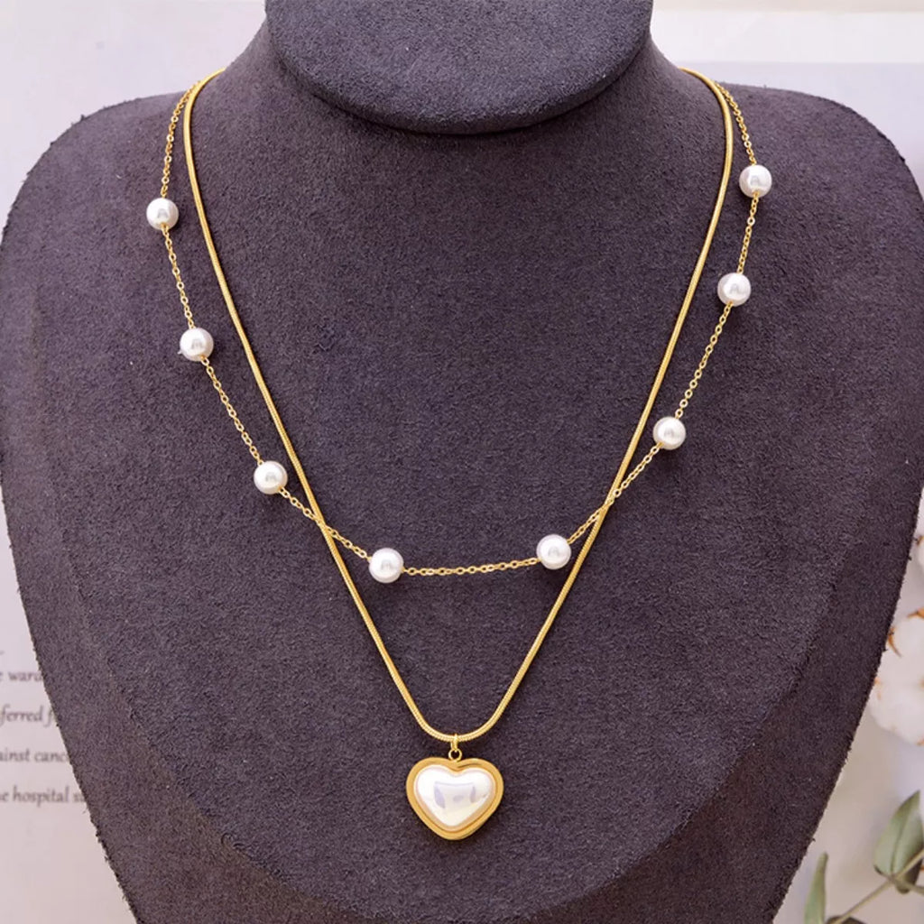 18K Gold-Plated Double Layered Heart Necklace