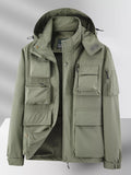 Men's Plus Size Multi-Pocket Hooded Outdoor Jacket