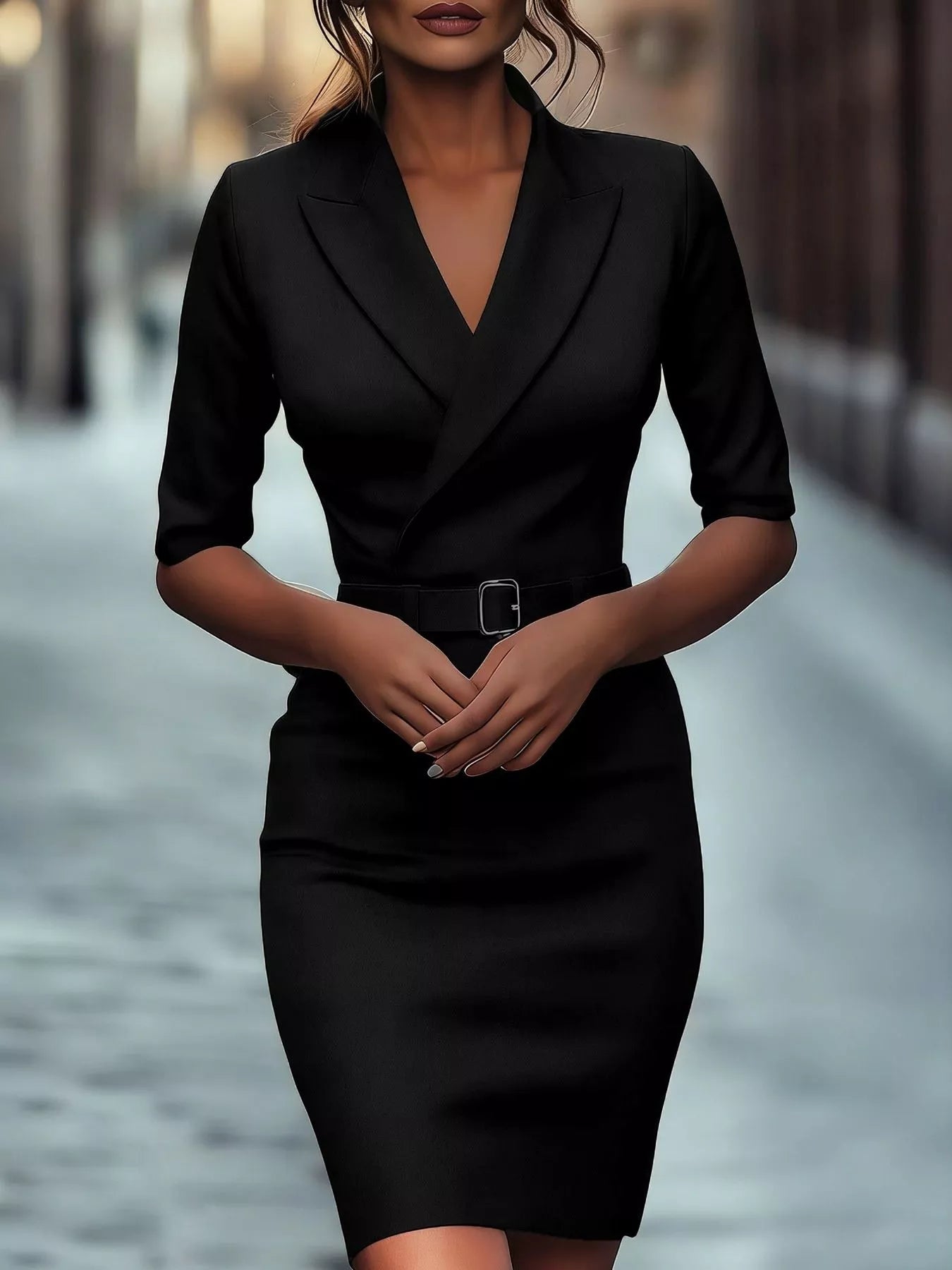 Surplice Half Sleeve Dress