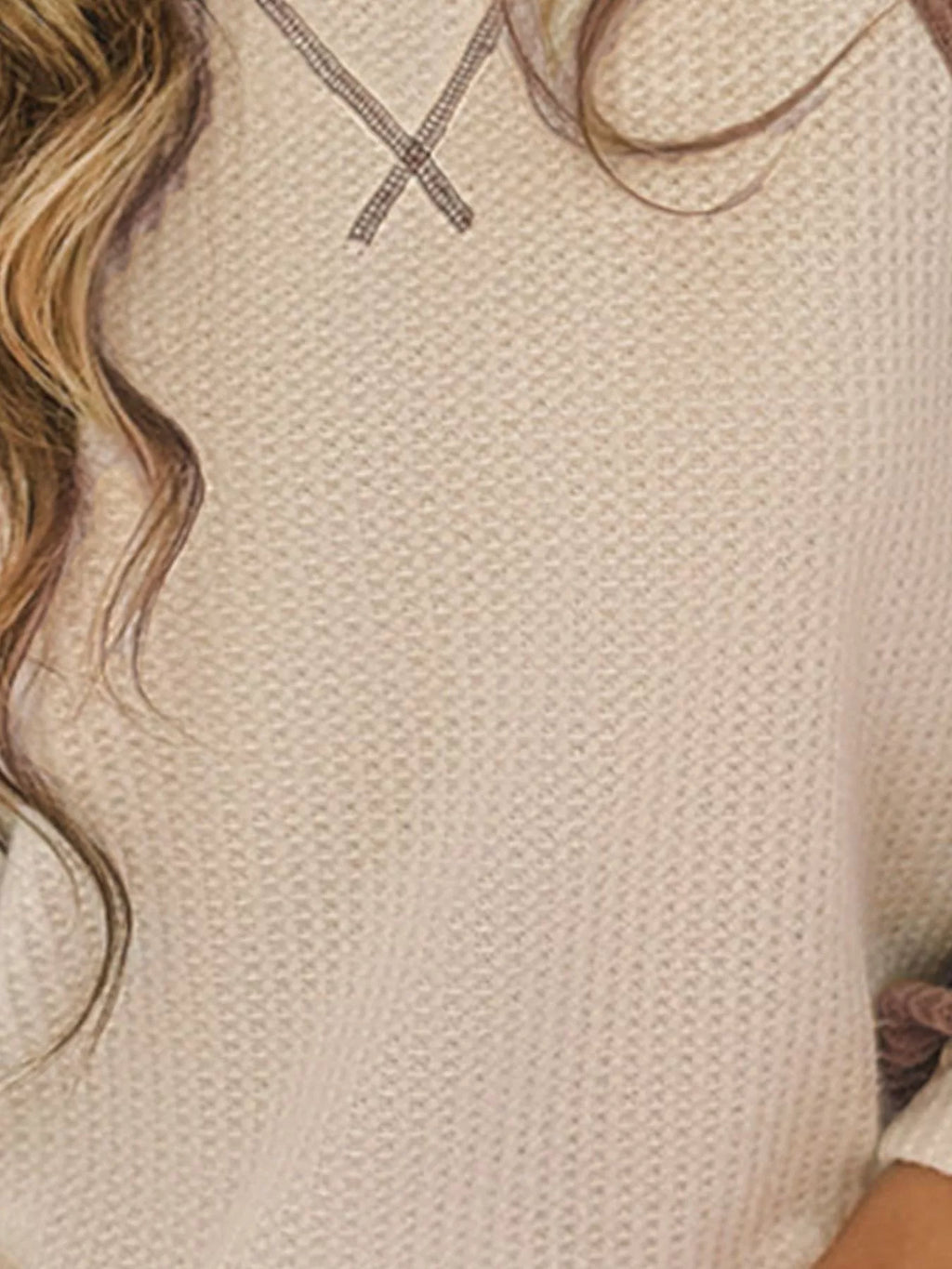 Waffle Knit Raglan Sleeve Top
