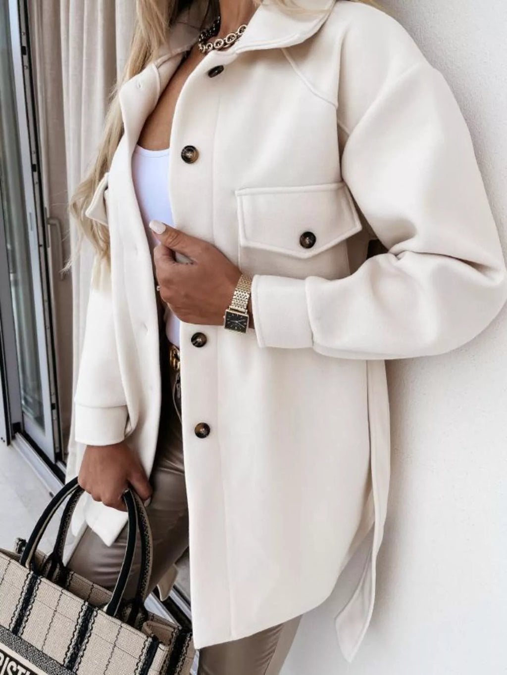 Button-Down Tie Waist Coat