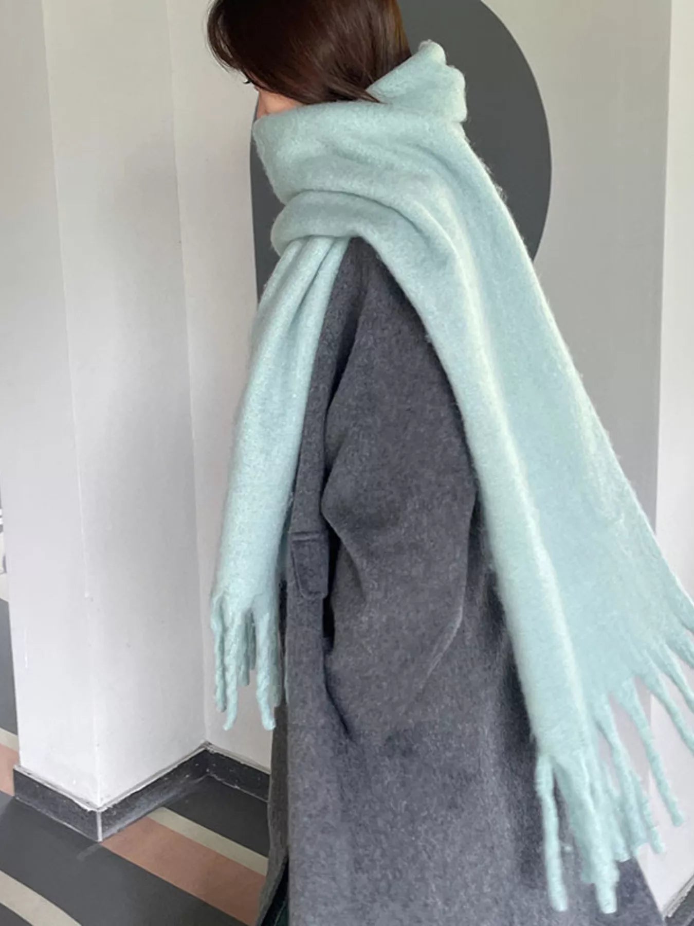 Solid Color Fringe Scarf