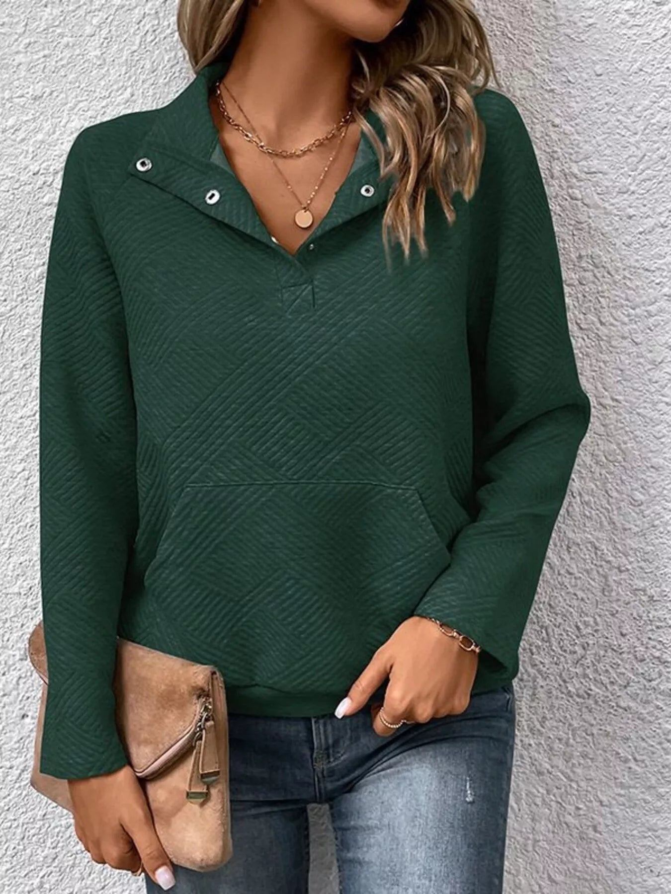 Textured Quarter Snap Sweatshirt