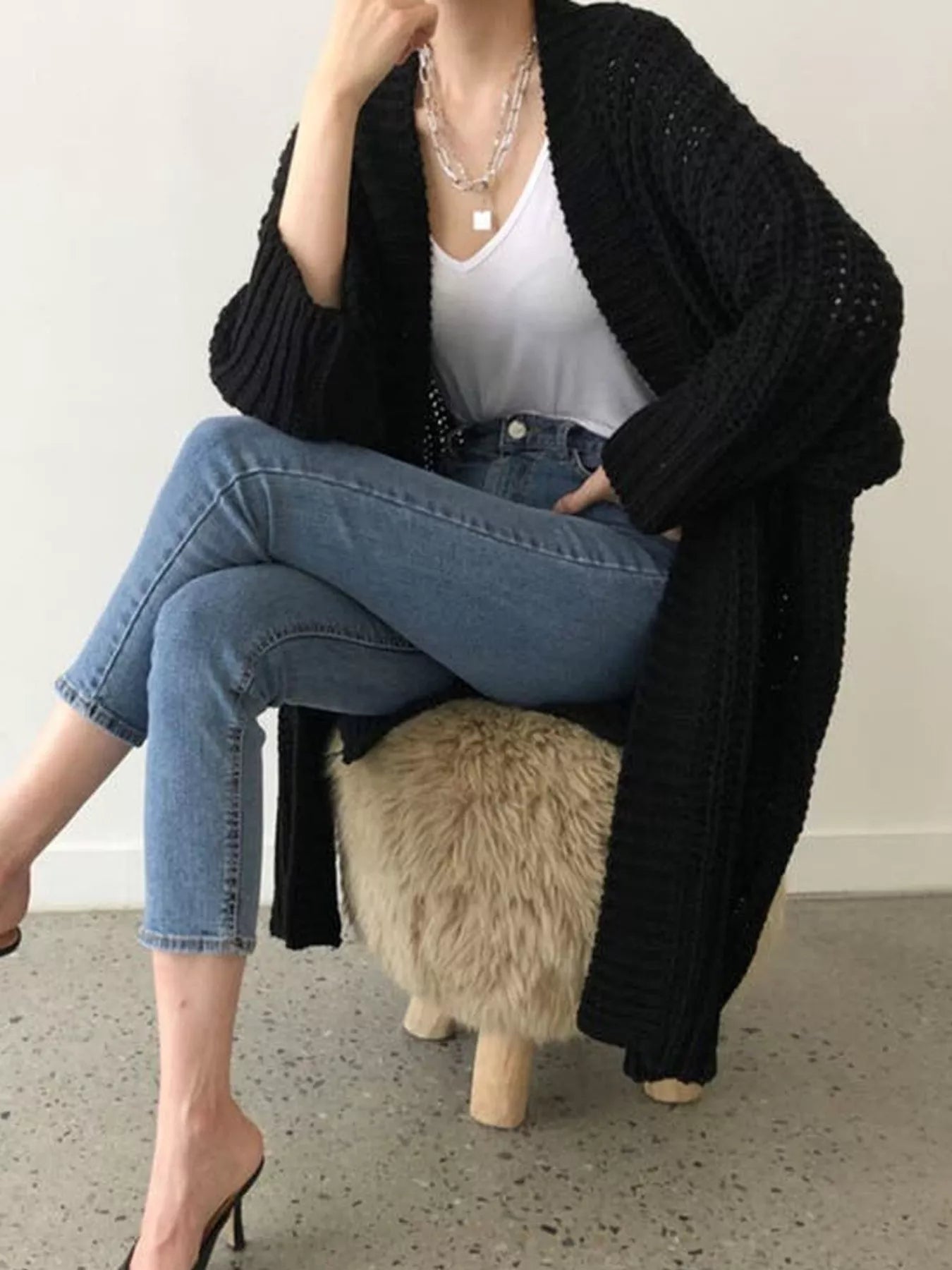 Chunky Knit Open Front Cardigan