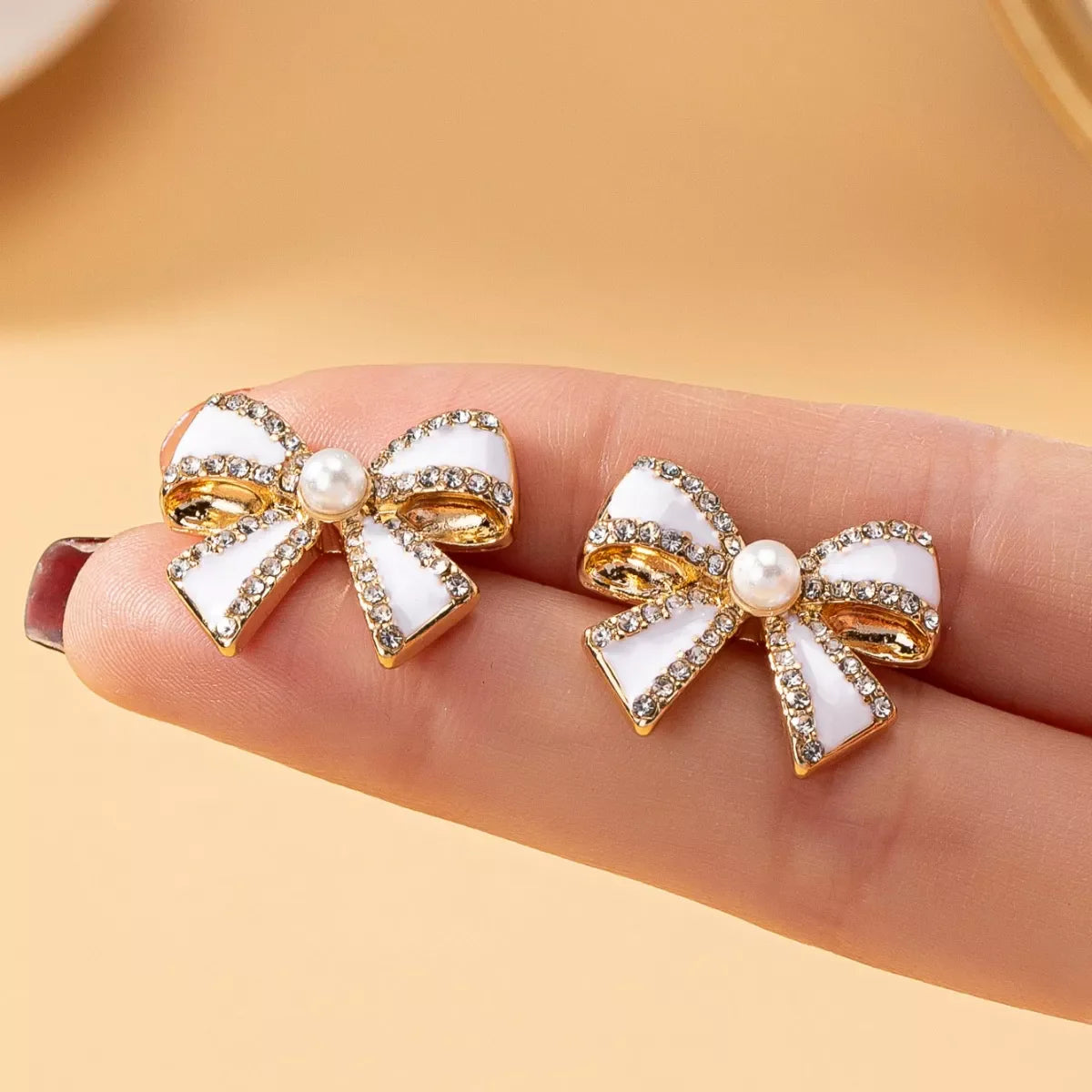 Bowknot Pearl Stud Earrings