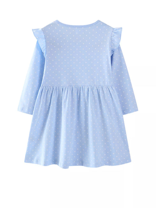 Children's Fairy Embroidered Long Sleeve Polka Dot Dress