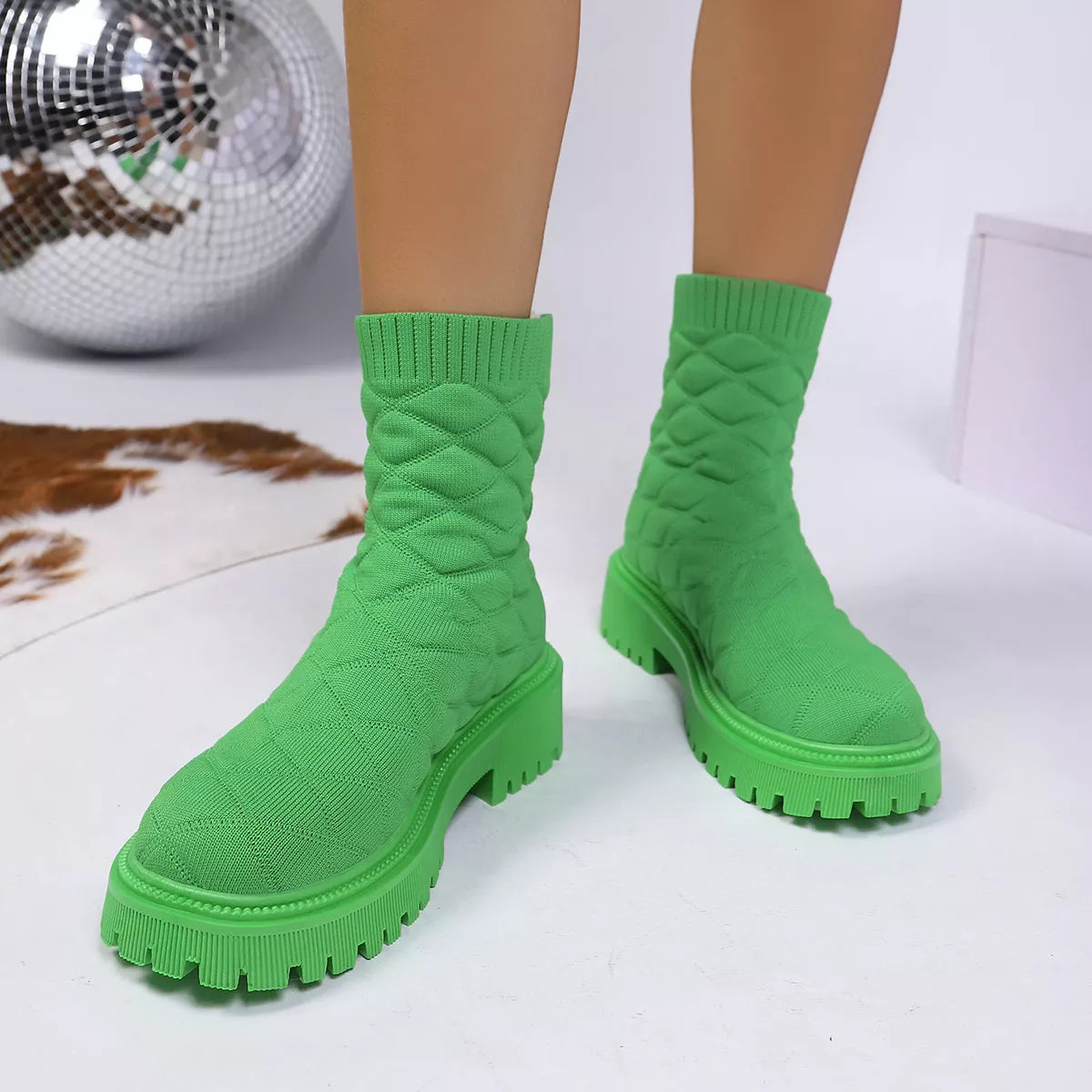 Round Toe Block Heels Boots
