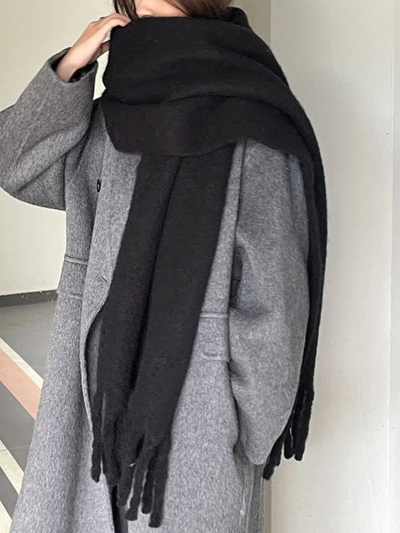 Solid Color Fringe Scarf