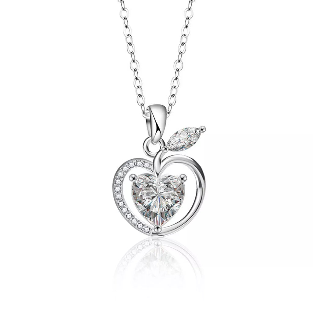2 Carat Moissanite 925 Sterling Silver Apple Pendant Necklace
