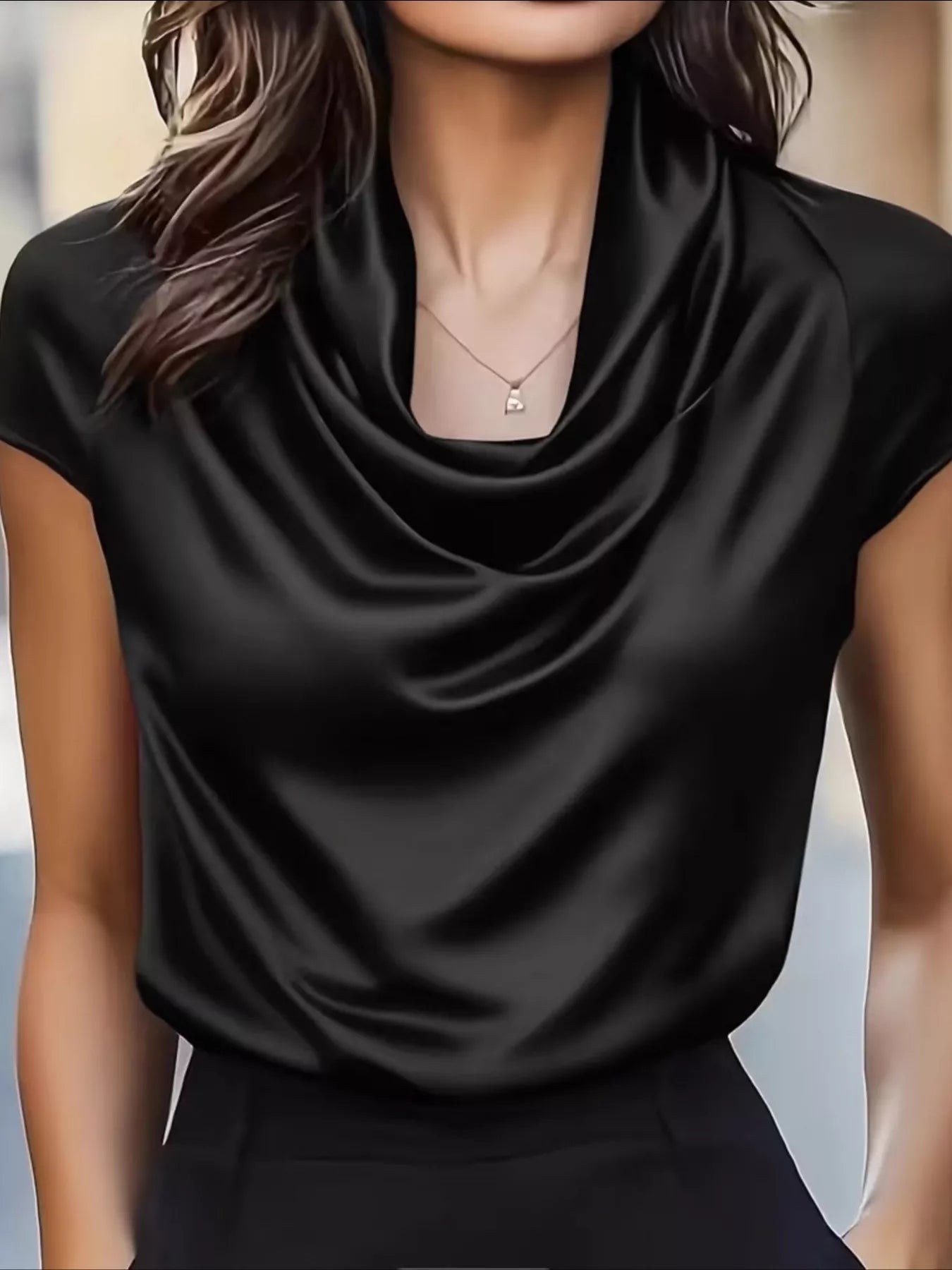 Satin Cowl Neck Blouse