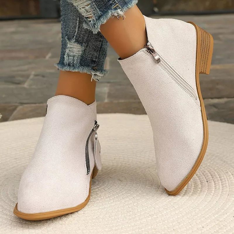 Point Toe Block Heels Boots