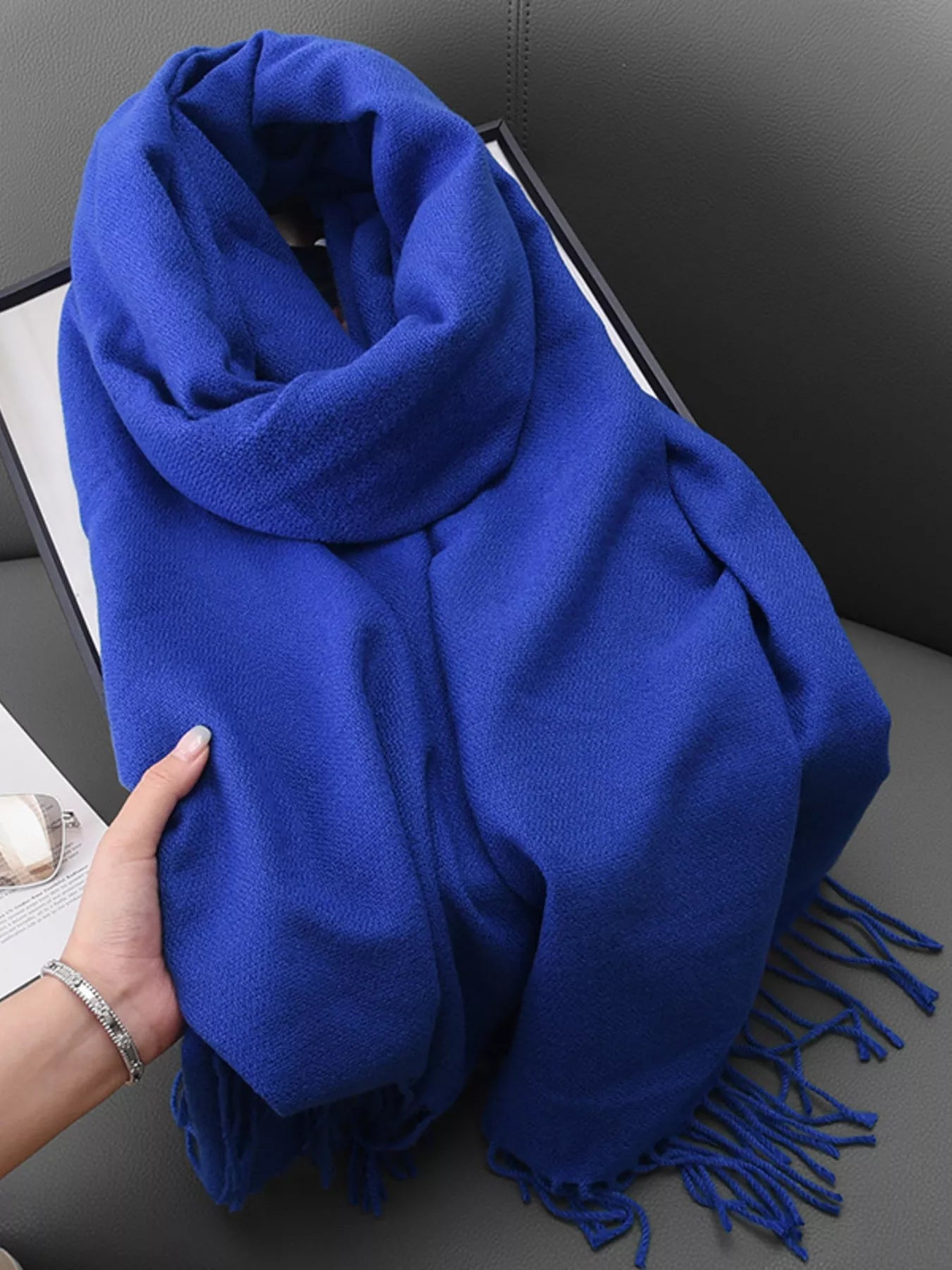 Solid Color Fringe Scarf