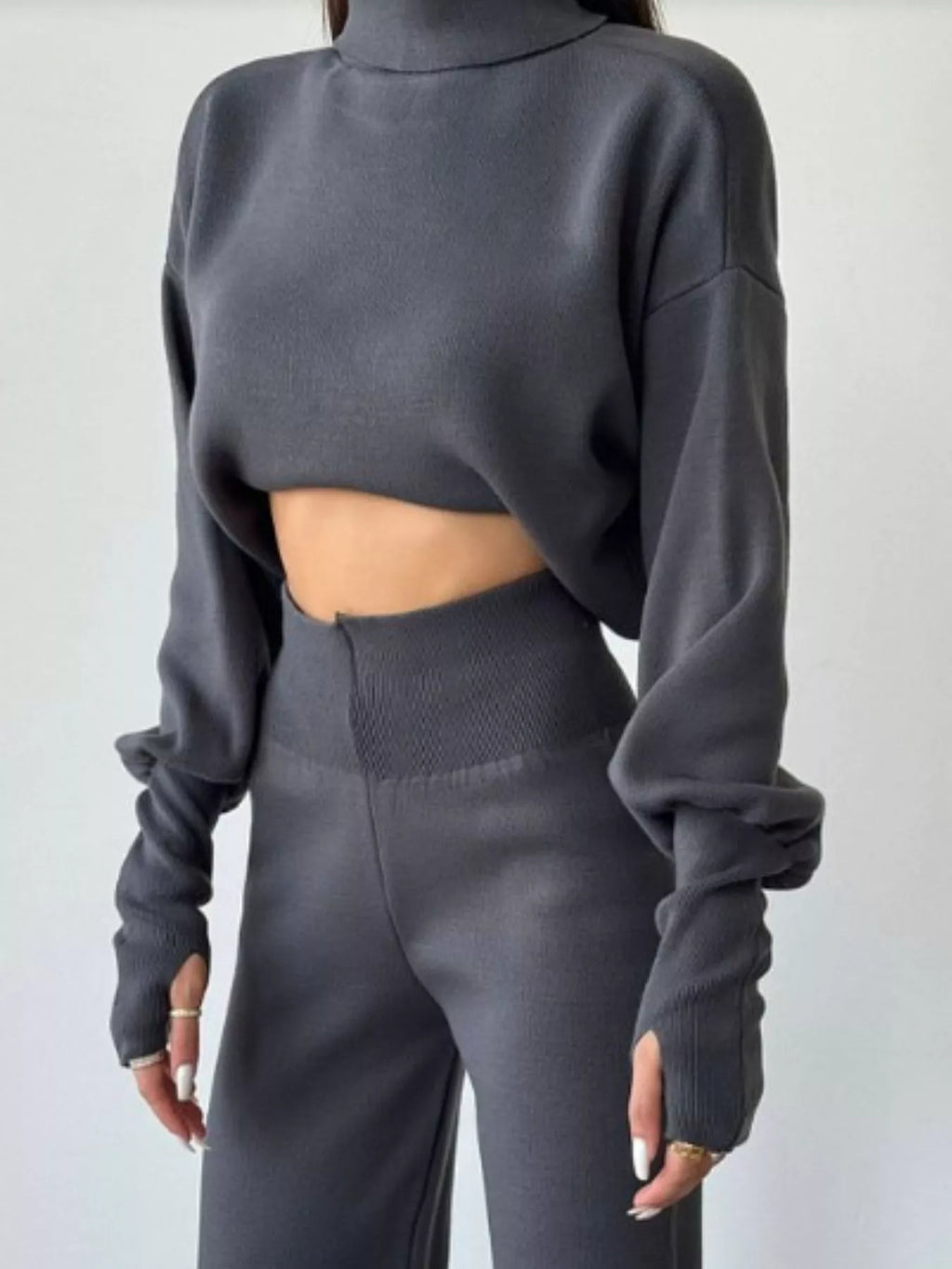 Turtleneck Long Sleeve Top & Pants Set