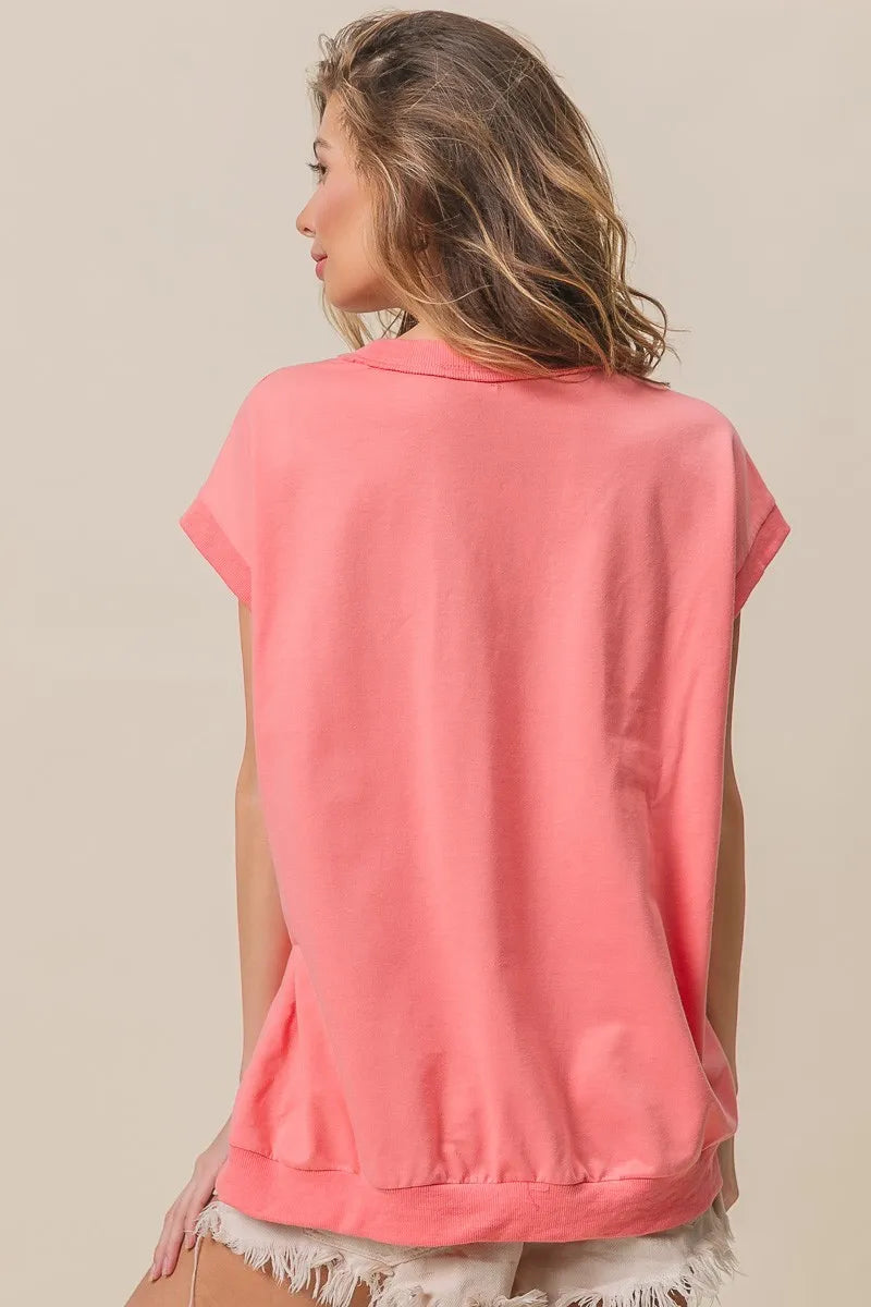 BiBi French Terry Drop Shoulder Basic Top