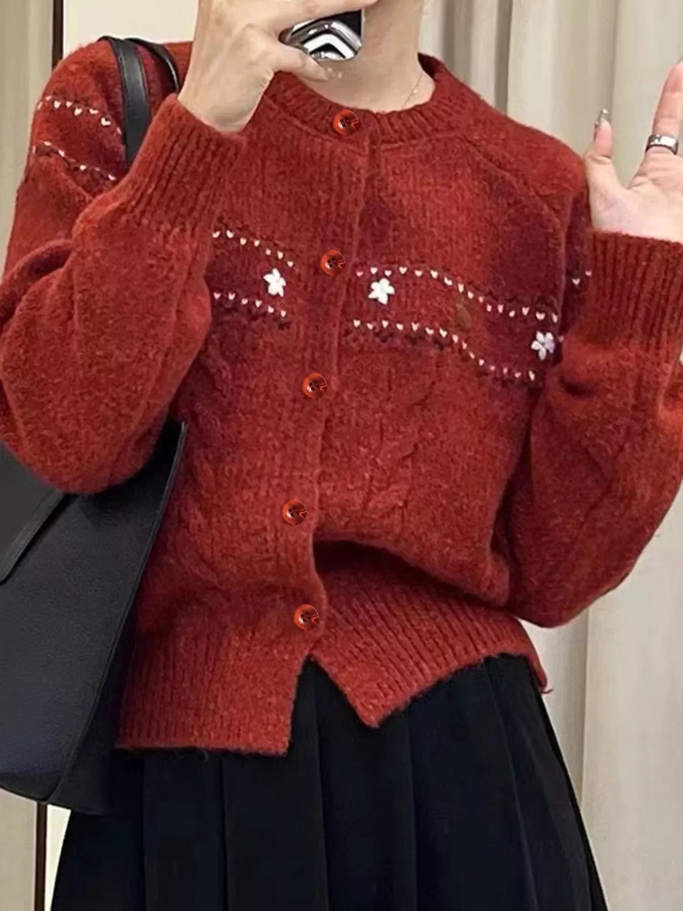 Cable Knit Button Up Cardigan