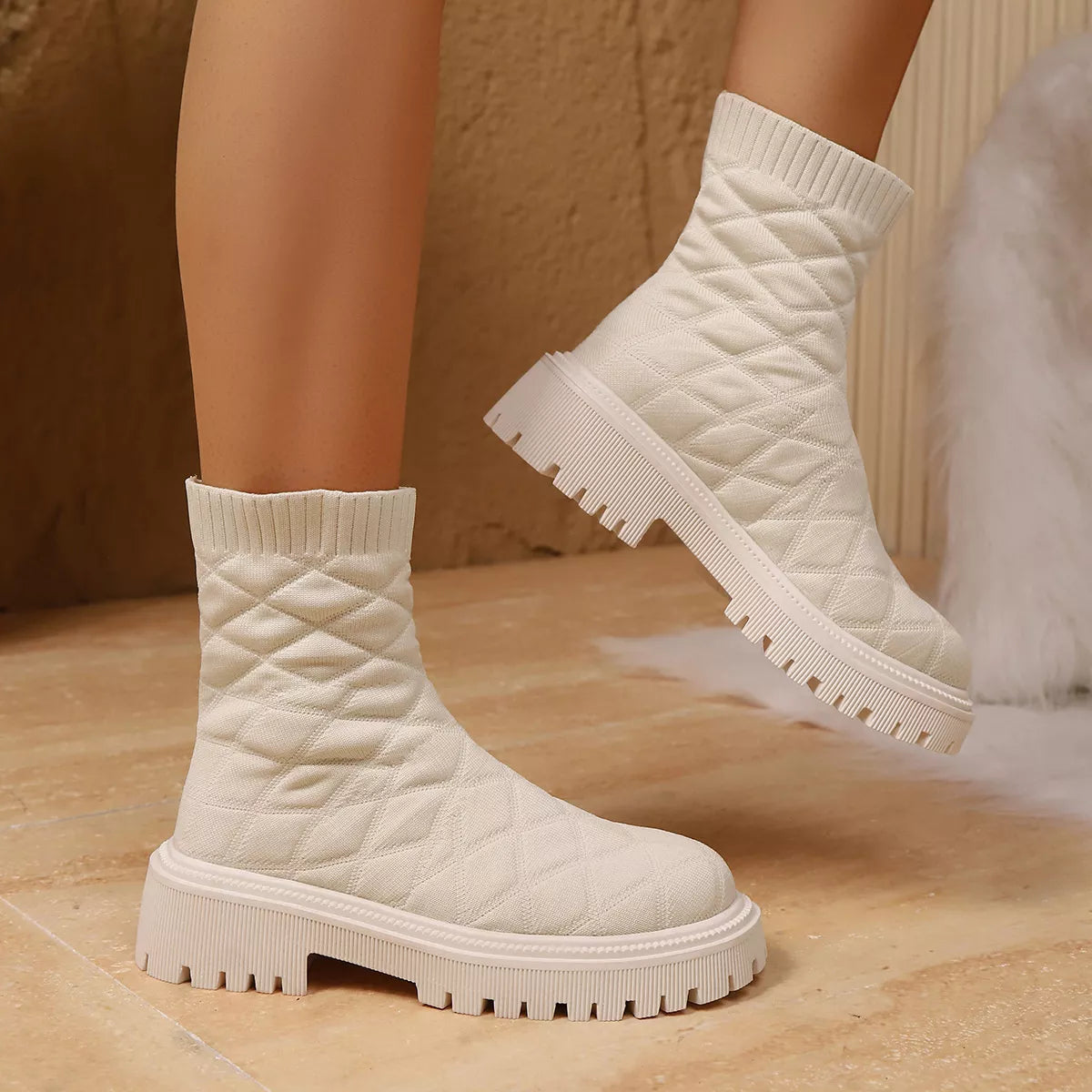 Round Toe Block Heels Boots
