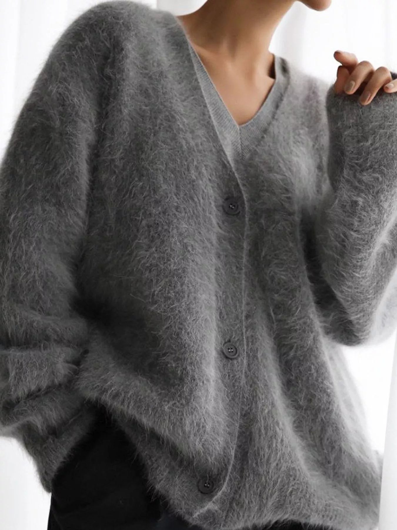 V-Neck Button-Down Cardigan
