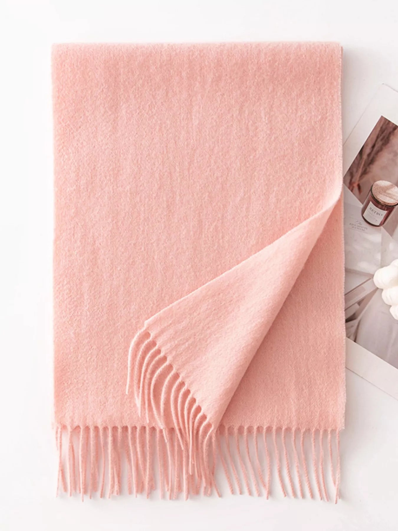 Solid Color Fringe Scarf