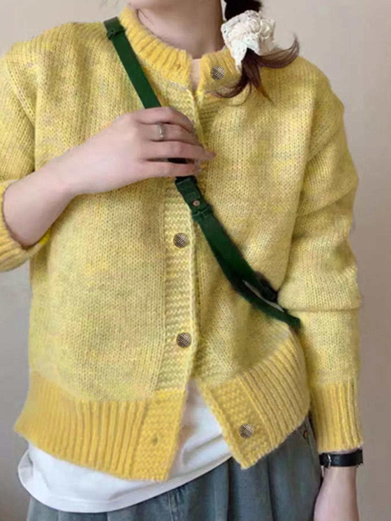 Color Block Button Up Cardigan