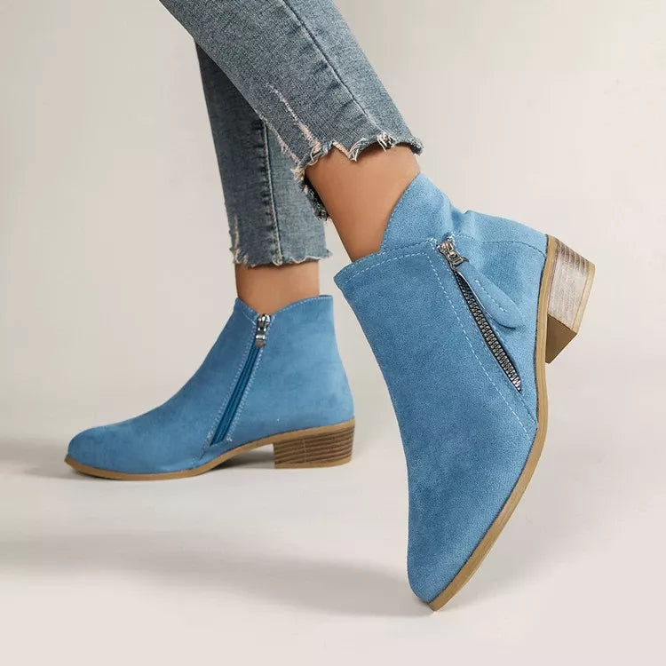 Point Toe Block Heels Boots