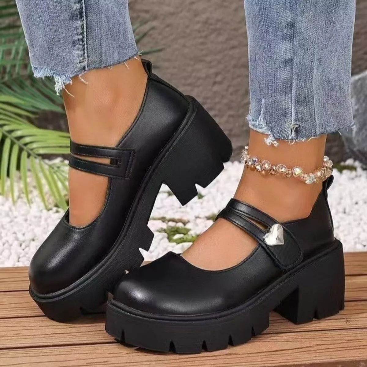 Round Toe Block Heels Loafers
