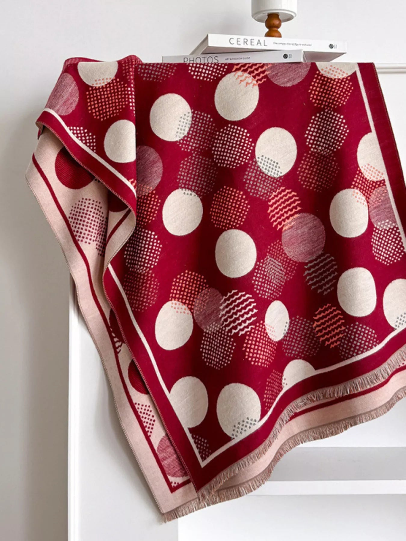 Polka Dot Raw Hem Scarf