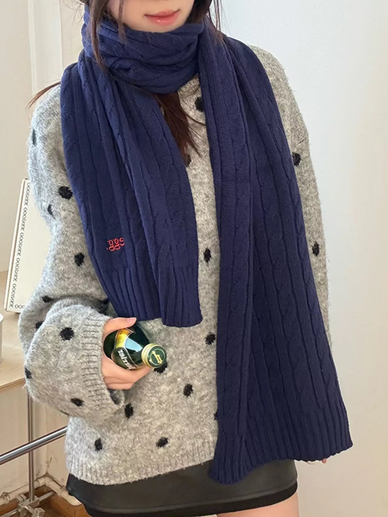 Ribbed Knitted Winter Scarf