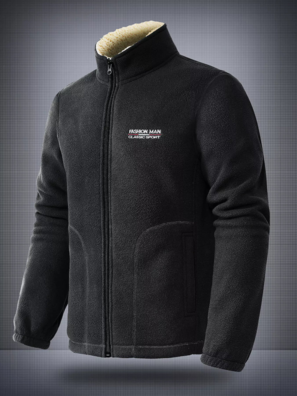 Men's Plus Size Warm Fleece Jacket with Zipper