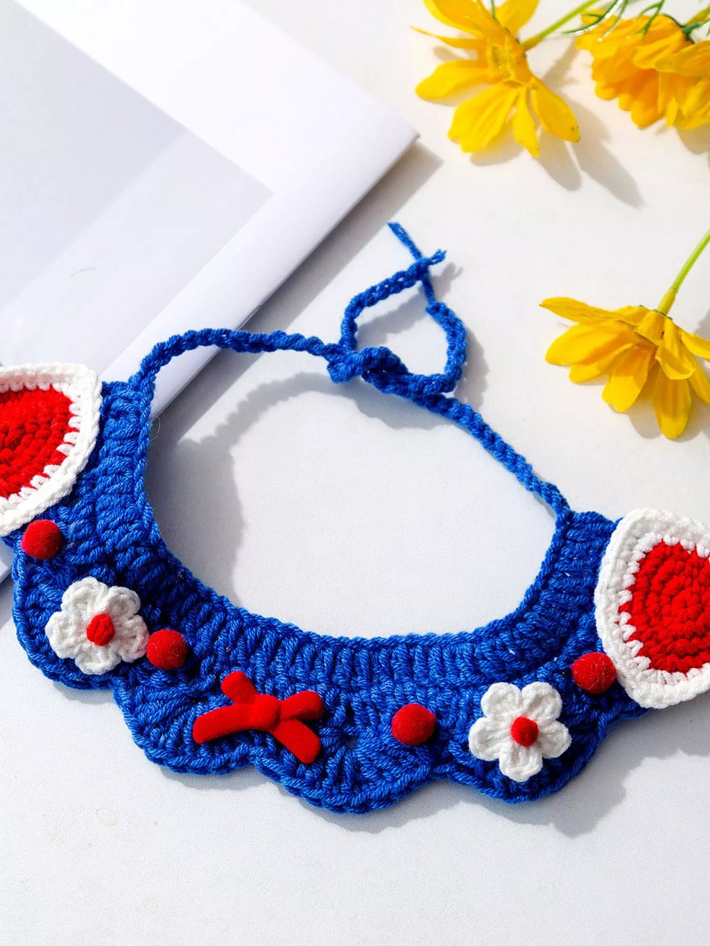 Handmade Crochet Floral Pet Scarf