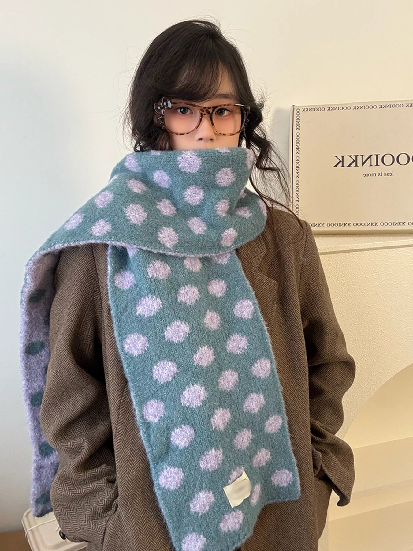 Polka Dot Knitted Scarf