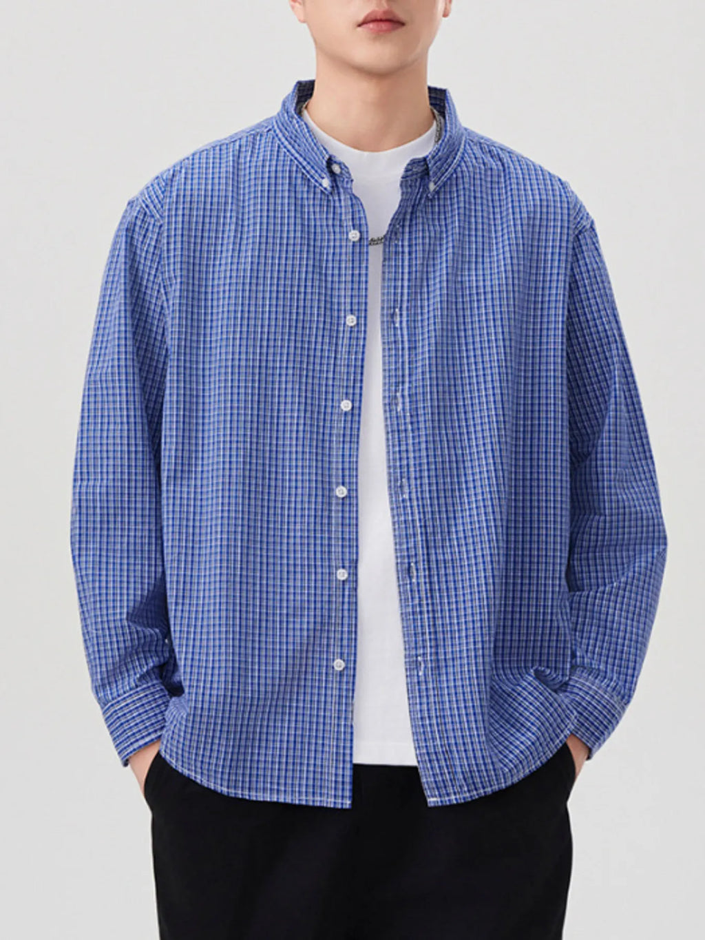 Men's Plus Size Casual Plaid Button-Down Shirt