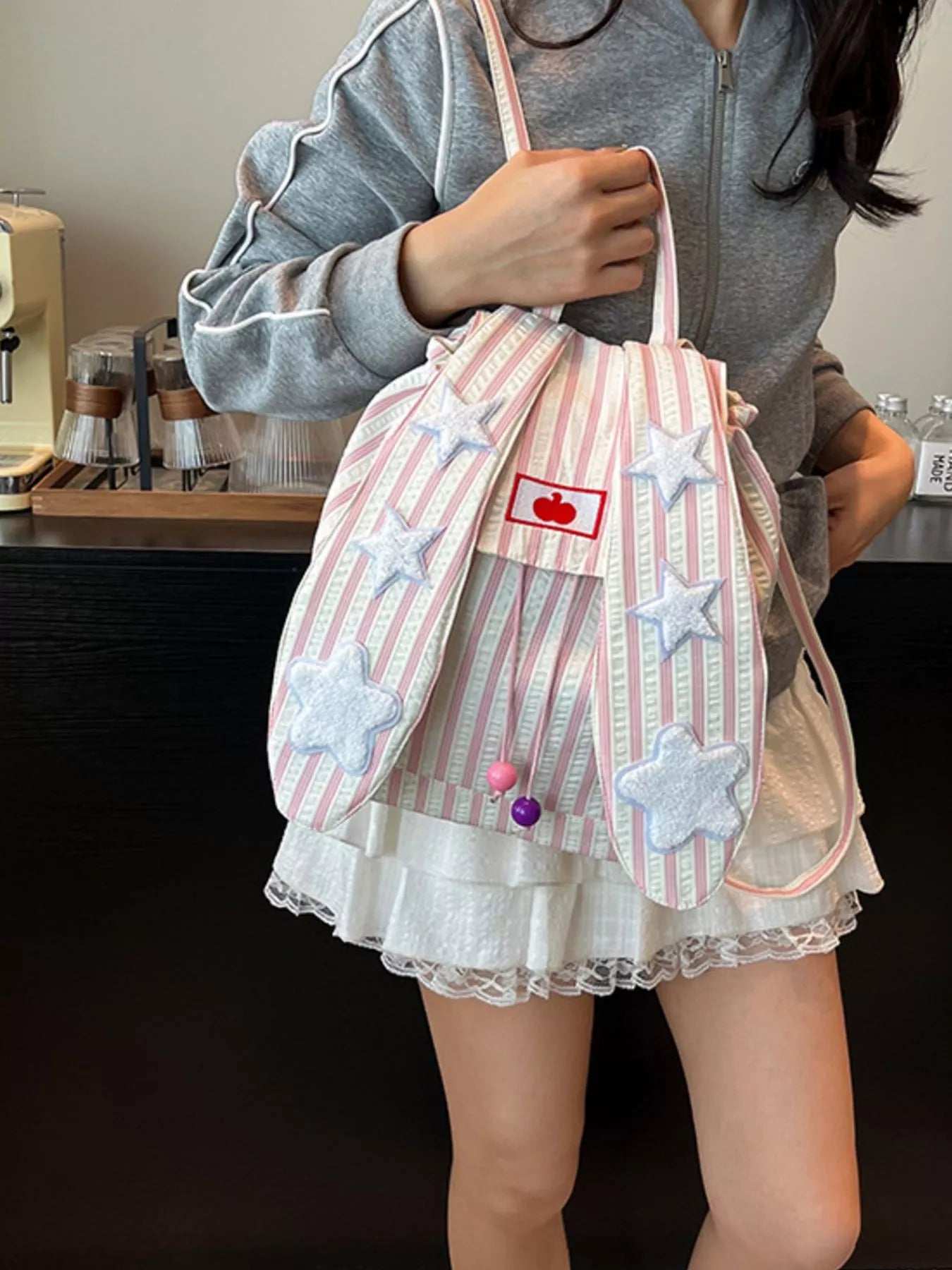 Striped Star Bunny Ear Backpack Bag