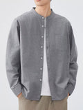 Men's Plus Size Casual Button Up Long Sleeve Shirt