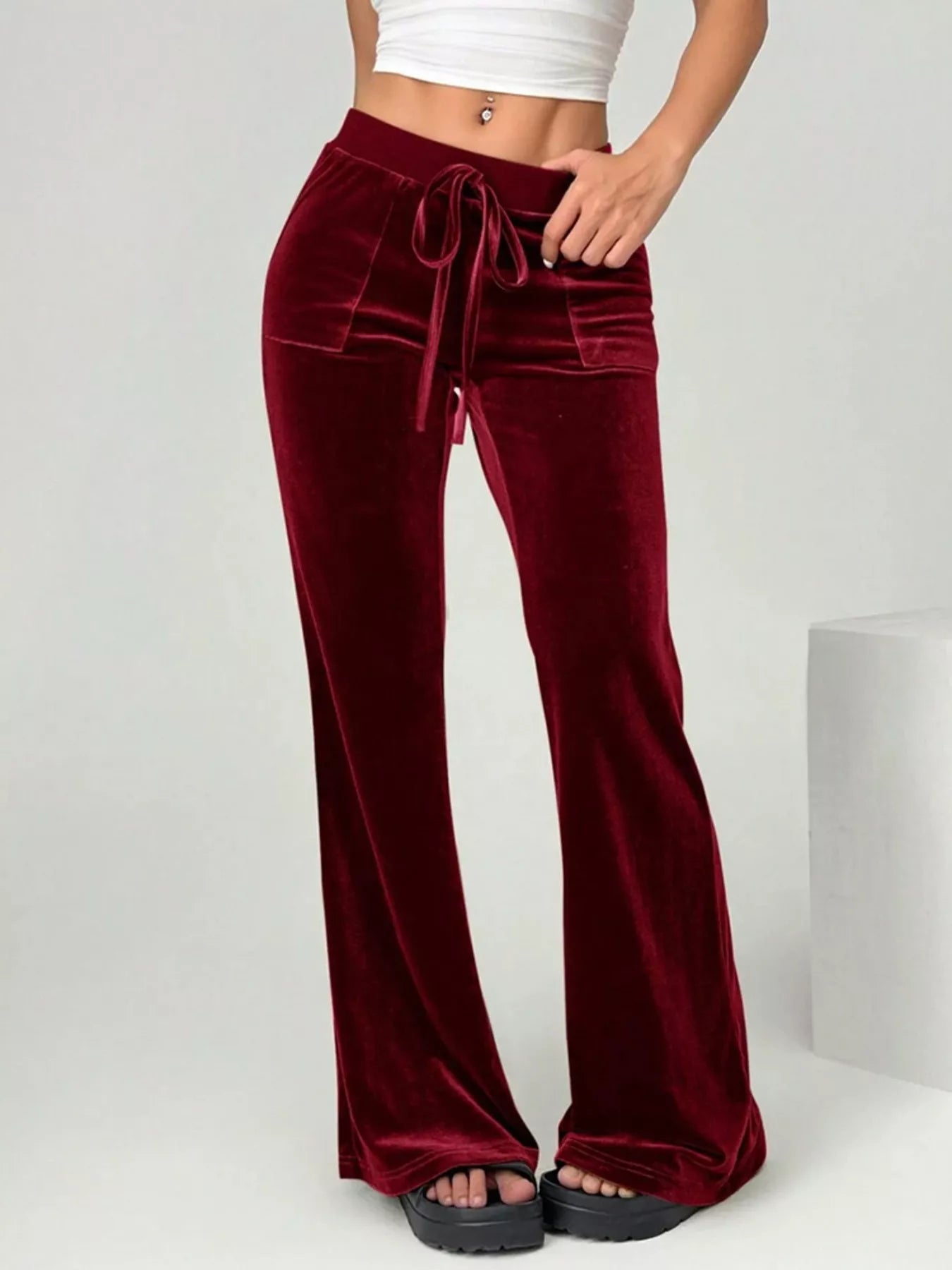 Velvet Flare Leg Pants