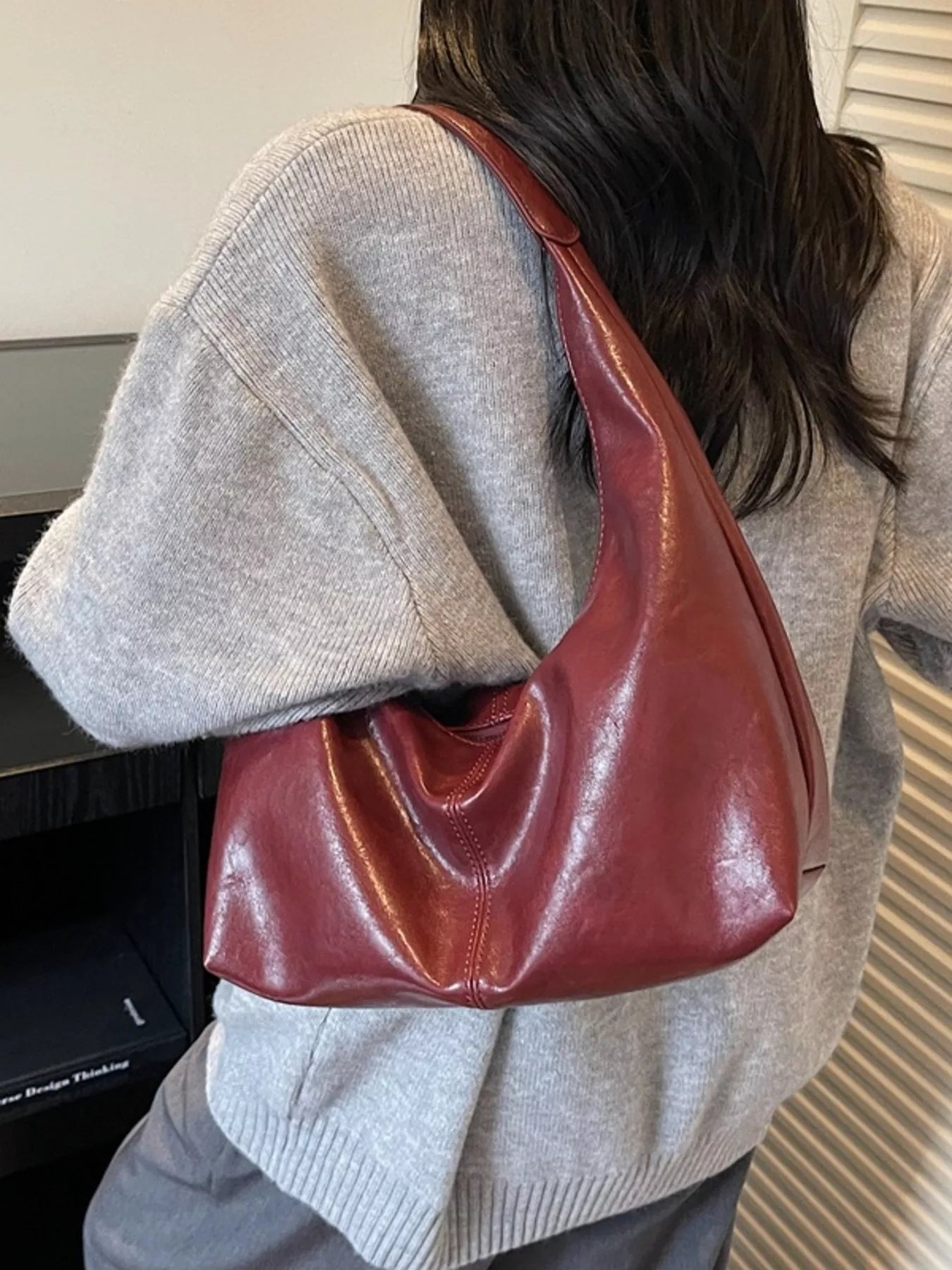 PU Leather Hobo Shoulder Bag