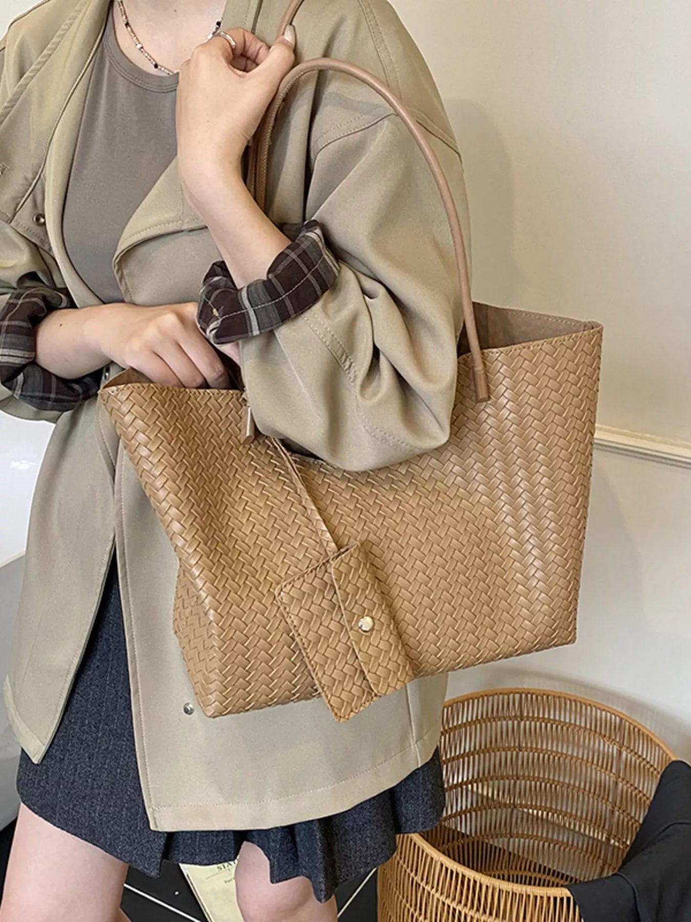 Woven Texture Large Capacity Tote Bag